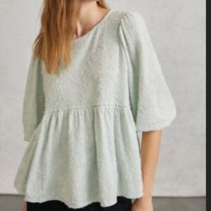 Anthropologie Amorina baby doll top color sky large never worn